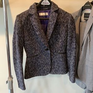 Tahari Tweed Black/Blue Skirt Suit in 2 petite